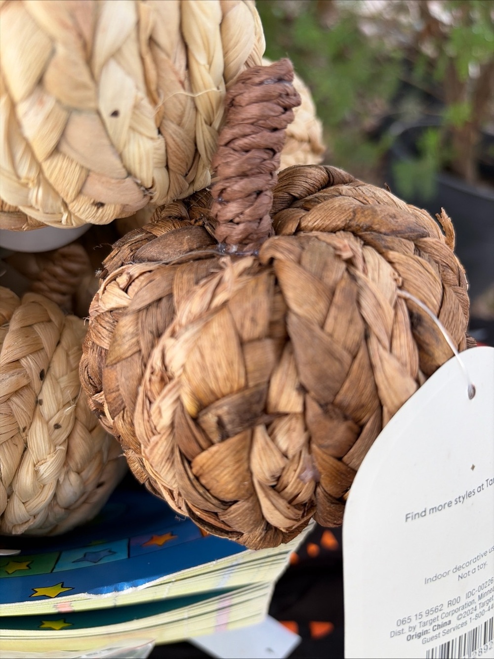 Natural Brown Woven Pumpkin Home Accent